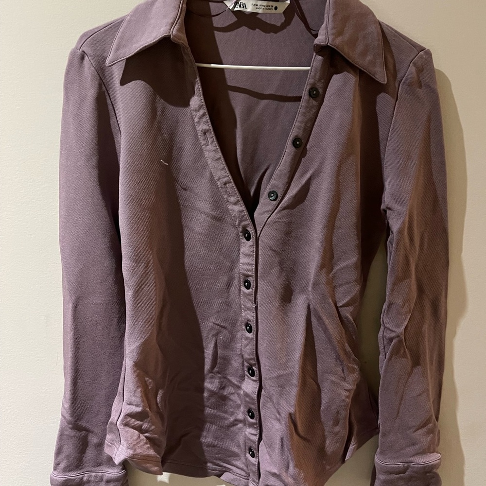 Zara Lavender fitted collar top